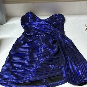 Elegant Blue Strapless Dress